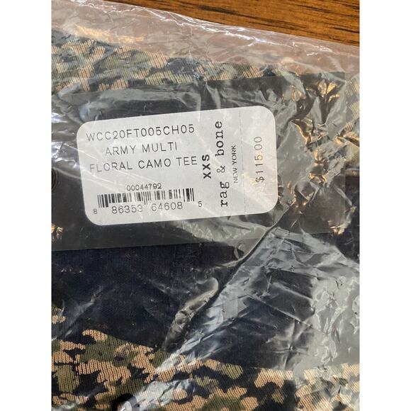 rag & bone Floral Camo Slub Tee New Nordstrom Olive Women As XXS Armymult Crew - Picture 7 of 7